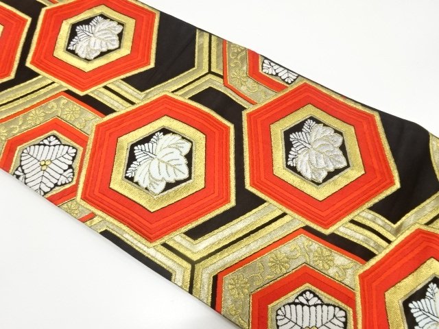 JAPANESE KIMONO / ANTIQUE FUKURO OBI / SILK / WOVEN PAULOWNIA